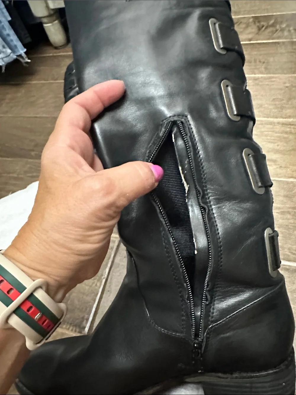 Arturo Chiang Black Over-the-Knee Buckle Riding Boots
